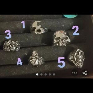 skull biker men rings size 9 _15
